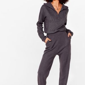 NastyGal Knit Sweatshirt & Jogger Set
